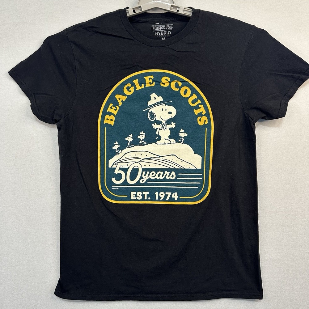 Peanuts Hybrid Tee Shirt Beagle Scouts Men's Medium Graphic Scriptâ Nice Black